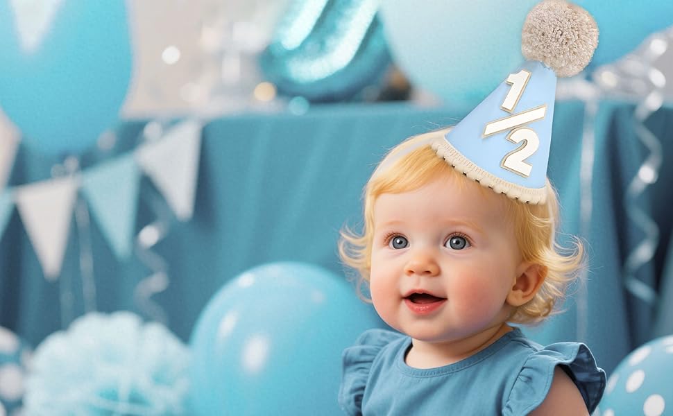 Half Birthday Hat Pink 1/2 Birthday Hat Crown Half-Year-Old Decoration Party Supplies