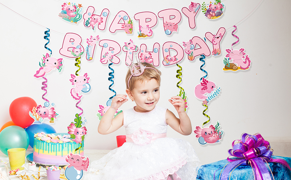 Axolotl Happy Birthday Decorations (A+01-PC)