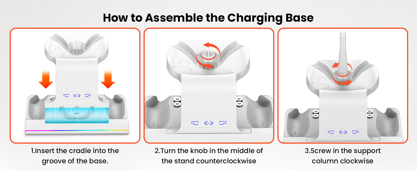 Charging Dock for Meta Quest 3S,VR Charger Station Stand with LED/RGB Light