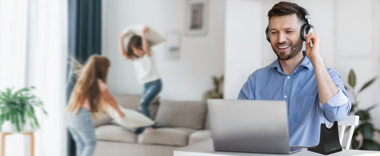 wireless headset microphone usb bluetooth AI Noise Cancelling with stand