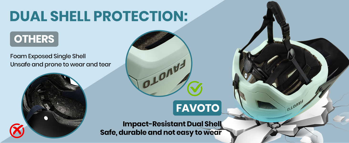 Favoto Mountain Bike Helmet Lightweight - MTB & Road Bicycle Helmet for Men Women