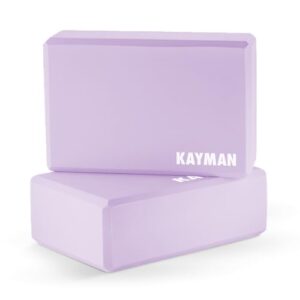 Kayman Yoga Block 2-Pack - Durable EVA Foam Blocks with Non-Slip Surface - Lightweight