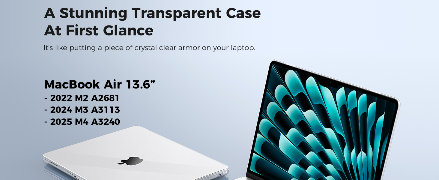 macbook air 13 inch case m2 m3 m4 2025 2024 2022 a3240 a2681 a3113 clear cover for air 13.6