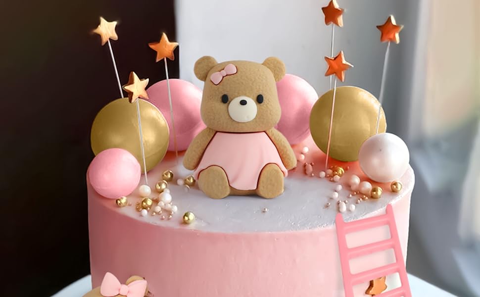 Pink Bear Cake Decorations Bear Baby Shower Cake Topper Bears Cake Toppers