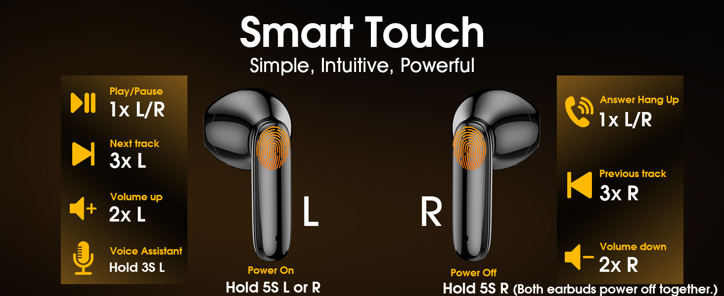 Wireless Earbuds, Bluetooth 5.4 in Ear HiFi Stereo Deep Bass, 6 ENC Noise Cancelling Mic