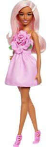 Barbie Fashionistas Doll #238 with Pastel Pink Hair Wearing Strapless Dress with Rose Bodice