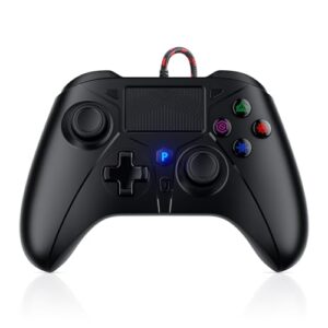 FOIRCEADAL Controller for PS-5 Gamepad Remote Control with Dual Motor Vibration/6-Axis Sensor/Turbo/3.5mm Audio Jack/Touch Pad for Ps-3/Ps-4/Ps-5/Pro/Slim/S-witch/Pc Black