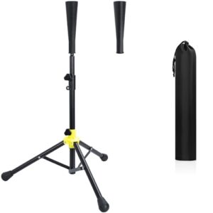 AKOZLIN Baseball & Softball Batting Tee with 2 Rubber Tops - Adjustable Height 24.4-38.6 Inch