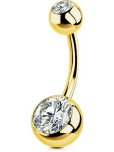 OUFER Body Piercing Internally Belly Bars 10/12/14/16mm Belly Button Bars 14G 316L Stainless Steel Navel Bars Gold Extra Long Navel Belly Piercing Jewellery Belly Button Ring