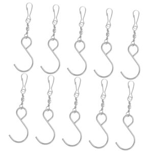 ANDRESLAD 10pcs Hook Clip Bird Feeders for Outdoors Solar Light Swivel Hook Wind Chime Clips Sun Catcher Supplies Garden Flag Clips Bearing S-Hook Wind Spinner Hooks Silver Stainless Steel