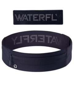 Waterfly Running Belt Jogging Bag: Slim Elastic Sport Workout Waistband Runner Marathon Waist Pack Exercise Fitness Phone Holder Bum Bag for Men Women Jogge