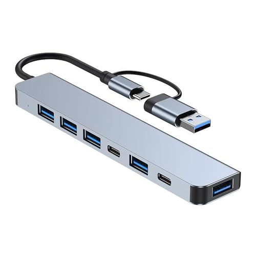 Boulton USB Hub 3.0-7 in 1 USB C Hub Multiport Adapter with 2x USBC Data Ports 1x USB3.0 and 4xUSB 2.0 – Type-C Docking Station