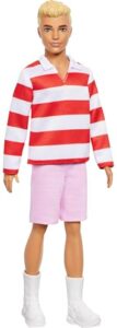 Barbie Fashionistas Ken Doll #241 with Blonde Hair Wearing Red and White Striped Polo Shirt with Pink Shorts