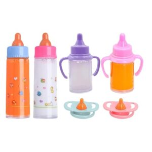9x4 Cm PP Doll Feeding Set Feeding Pretend Playset Medium Bottlex2+double Handlex2+pacifierx2 Toddler Doll Bottle Accessories Play Bottles With Disappearing Milk And Juice For Home