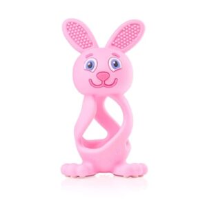Brush Baby Bobbie Bunny Baby Teether Toy Rose Pink | Twist & Bounce Teething Toy | 0-3 Years