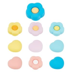 HOBBIESAY 2 Styles 5 Colors Cute Thumb Grip Caps for PS5 Silicone Thumbsticks Grips Joystick Caps Heart Flower Stick Caps Cover for PS4 PS5 Controller Xbox Series X/S