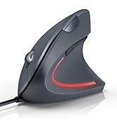 TECKNET Wired Ergonomic Mouse, 6400DPI Wired Vertical Mouse 6-Button Silent Mouse with 4 Adjustab...