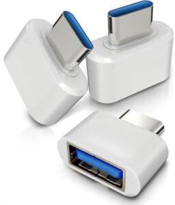 3 PCS 3.0 USB C to USB Adapter USB-C Male to USB Female Adapter Compatible with MacBook Pro 2021 MacBook Air iPad mini 6 Pro Surface Pro 8/X Go and Other Type C or Thunderbolt 4/3 Devices White