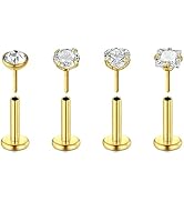 Rajnard 15-24Pcs 16G 6/8/10mm Tragus Helix Earrings Studs Lip Labret Studs Stainless Steel & Flex...