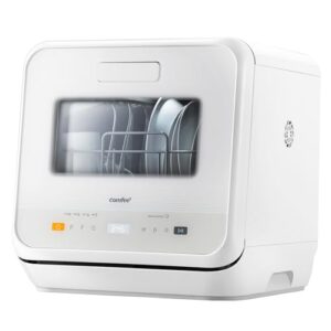 COMFEE' Mini Dishwasher CDWMT201DW-UK Small Table Top Countertop Dishwasher with Built-in 5L Water Tank