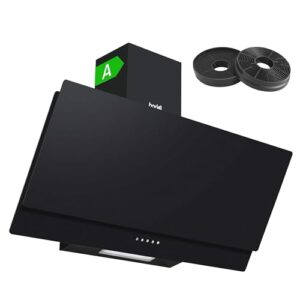 Baridi 90cm Angled Chimney Cooker Hood with Carbon Filters & LED Lamp