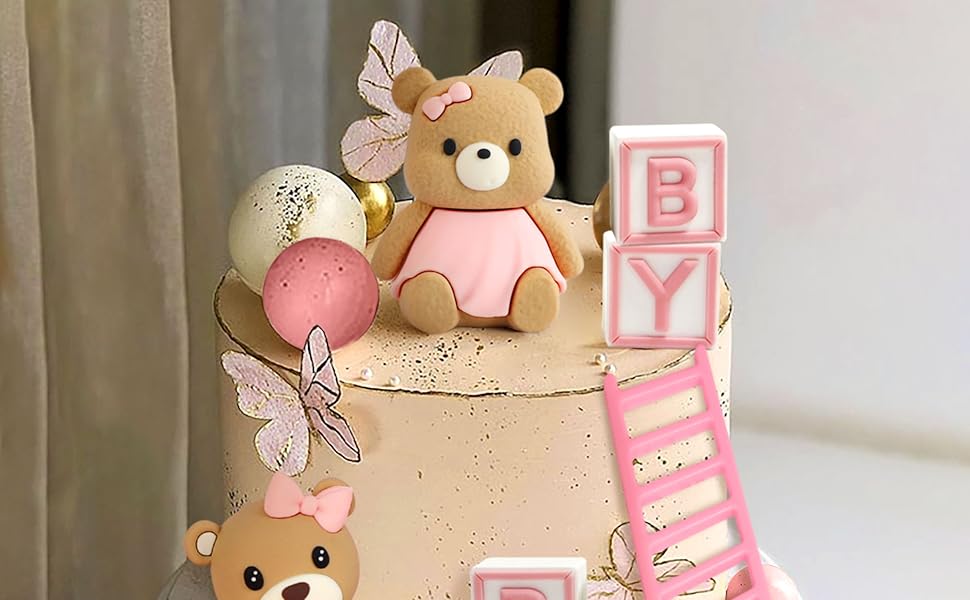 Pink Bear Cake Decorations Bear Baby Shower Cake Topper Bears Cake Toppers