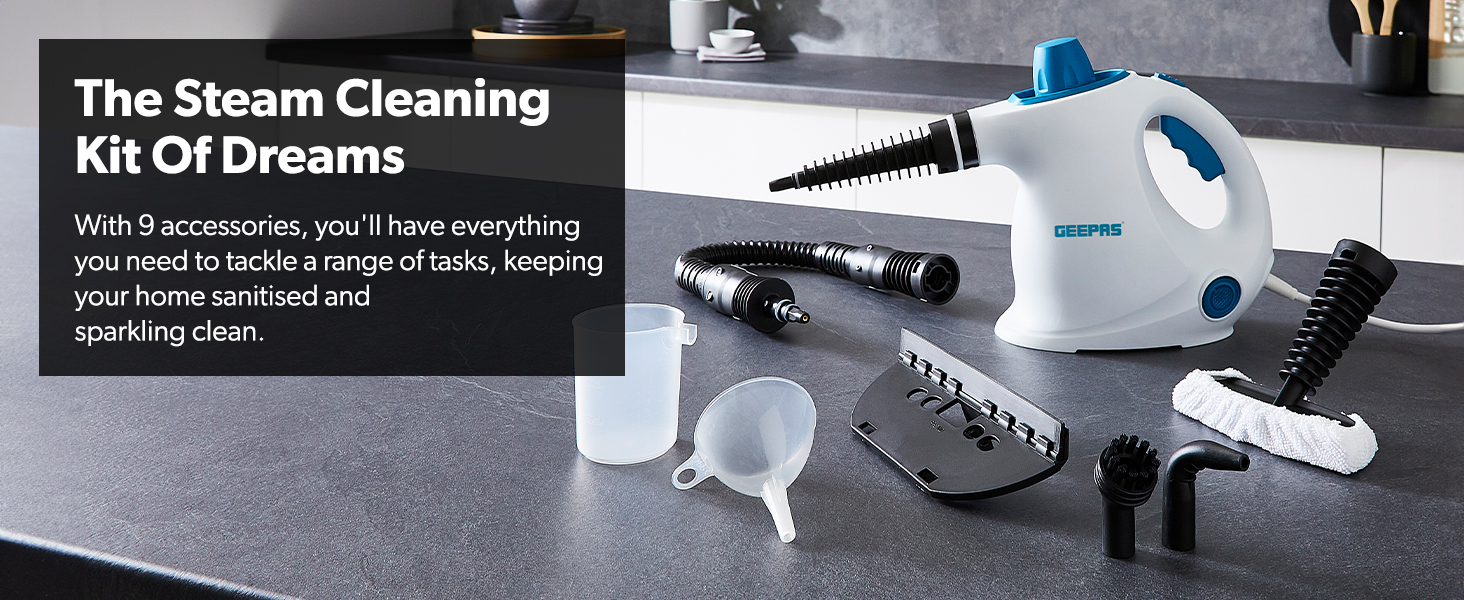 GEEPAS Handheld Steam Cleaner Multipurpose, 1050W Motor