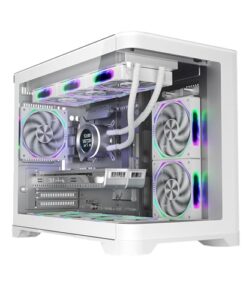 1st Player UV6 Micro ATX White PC Gaming Case - Dual Chamber