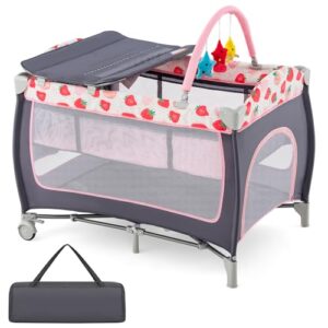 GYMAX Folding Travel Cot