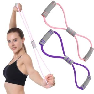 2 Pcs 8-Shaped Resistance Bands with Handles