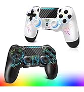 Wireless Controller for PS-4, Crack Design with RGB Light, 1000mAh Battery, 3.5mm Audio Jack, Gam...