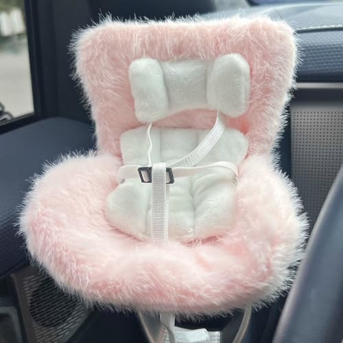 Car Seat for Dolls with Soft Furry Cushion 2025 New Air Vent Clip and Desktop Stand Cute and Functional Car Ornament for Labubu Fans and Doll Collectors Adults Girls Women(B)