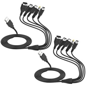MEIRIYFA 5 in 1 USB Charger Cable Compatible with Gameboy Advance SP(GBA SP)/DS Lite/NDS/Wii U/New 3DS XL/New 3DS/3DS XL/3DS/2DS/DSi XL/PSP 1000 2000 3000-2PCS