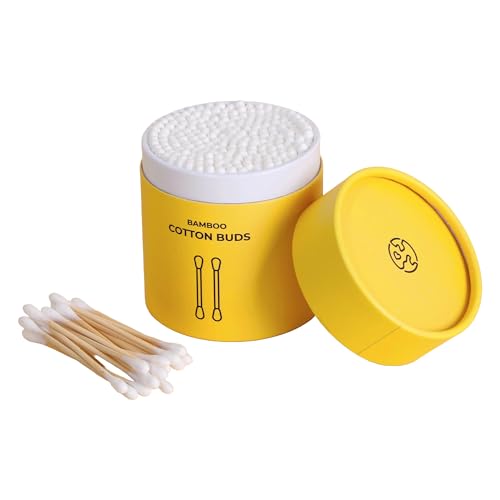 200 Bamboo Cotton Buds Eco-Friendly Organic Biodegradable Cotton Wool Buds Q Tips Compostable Bamboo Earbuds Recycled Plastic Free Packaging Ear Buds Cotto