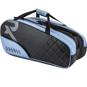 Elite Racquet Bag for 6 Rackets – Quilted Faux Leather Tennis Racket Sports Bag. Thermal Lining