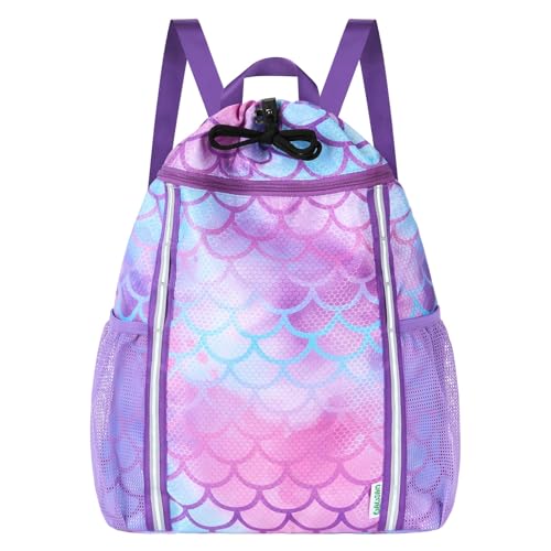 WAWSAM Mesh Drawstring Bag for Kids - Swim Gym Bag Beach Bag