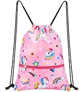 WAWSAM Drawstring Backpack for Kids - 34 x 45cm Sports Gym PE Bag Waterproof Beach Swimming Pool ...