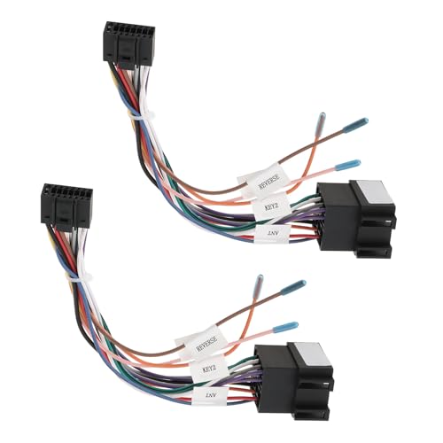 OTOTEC 2Pcs ISO Cable Adapter DIN ISO 16 Pin Radio Car Radio Wiring Harness Adapter Plug for Car Radio Installation Car Radio Plug 16 Pin to ISO Socket Car Cable Plug