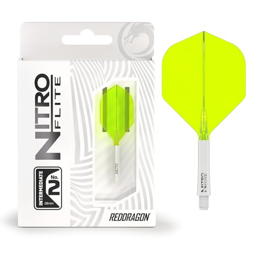RED DRAGON Darts – Nitro Flite Integrated Flight & Shaft System–No.2 Shape and Design-Available in Short