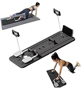 Multifunctional Abdominal Board with Resistance Bands and Knee Mat, Automatic Rebound Ab Roller w...