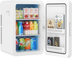 Rebongki Mini Fridge 22L/ 30 Cans Cooler and Warmer Portable Mini Fridge for Bedrooms with Adjustable Shelves