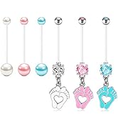 Rajnard Belly Button Bars 6/8/10/12/14mm Belly Bar Silver Gold Dangly Belly Button Piercing Surgi...