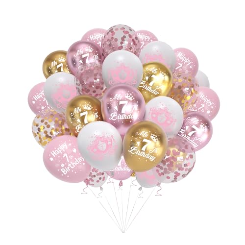 7th Birthday Decorations Pink - 50Pcs Happy 7th Birthday Balloons Party Supplies