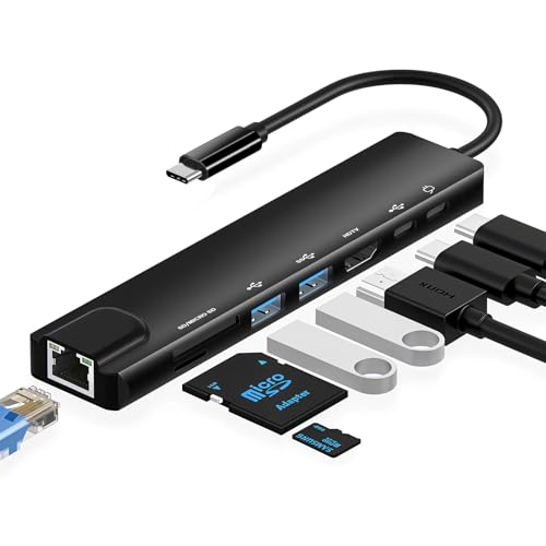 USB C Hub with Ethernet Adapter 8 in 1 Type C Multiport Convertor with 100W PD