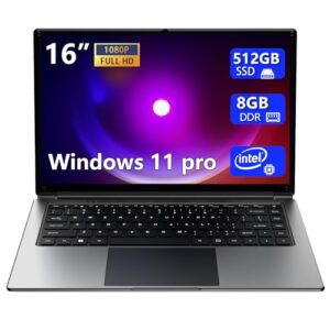 Laptop 16-inch 8GB DDR 512GB SSD Portable Laptop