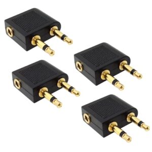 Aestustheri 4 Pcs Airplane Headphone Adaptor - Plane Headphone Adapter - Gold Plated AUX audio converte