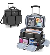 CURMIO Rolling Teacher Work Tote Bag on Wheels with Padded Sleeve for up to 14” Laptop, Multifunc...