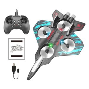 Demsyeq 2.4GHz Foam Plane Drone Remote Control Plane RC Plane For Kids Foam RC Fighter Airlane For Adults With LED Light And 2 Modes To Fly Rechargeable Aircraft Games