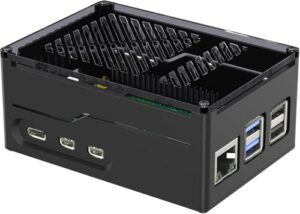 Miuzei Raspberry Pi 5 Metal Case Support PCIe M.2 NVMe SSD Shield Top X1001 / X1003 / X1000 All SSD Expansion Board at the Top