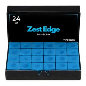 ZEST EDGE 24pc Pool Chalk Blue for Pool Cue Tips - 24 x Snooker Chalk for Snooker Cues - Pack of 24 Billiard Table Accessories for Cue Tips - Billiard Gifts for Men and Wome